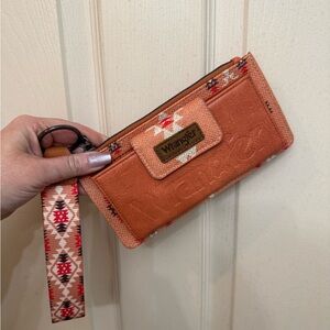 Wrangler Patterned Orange Wristlet